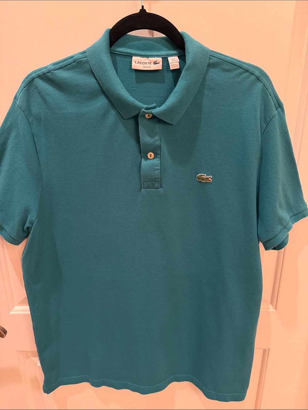 Lacoste Men's Short Sleeve Polo in Teal Blue